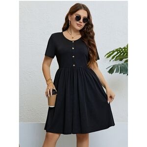 Empire Waist Button front Dress Black Size XL